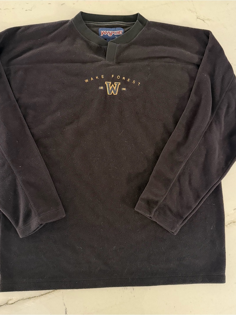 Vintage Wake Forest Jansport Fleece Sweatshirt Pullover Large Black